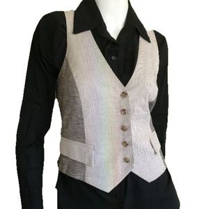 NWT! Georgie Brown / White Pinstripe Vest